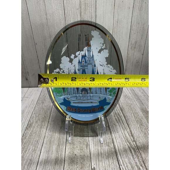 Vintage Walt Disney World Cinderella's Castle Souvenir Plate Oval Glass 1970's - Picture 5 of 5